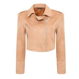 I Saw It First Womens/Ladies Biker Jacket / Tan